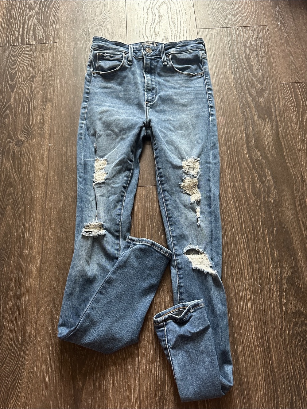 Abercrombie & Fitch Light Blue Ripped Skinny Jeans